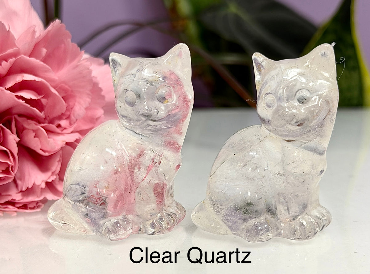 3 PCs Natural Black Obsidian Cats  Crystals healing energy