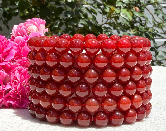 Wholesale Lot 6 Pcs Carnelian 8mm 7.5” Crystal Healing Stretch Bracelet