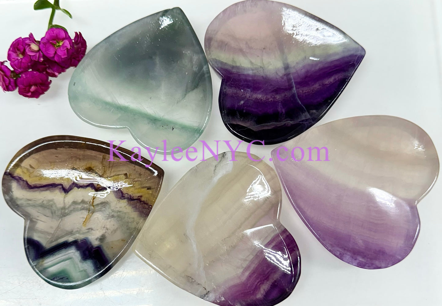 Wholesale Lot 1 lb Natural Fluorite Heart Bowls Crystal Healing Energy