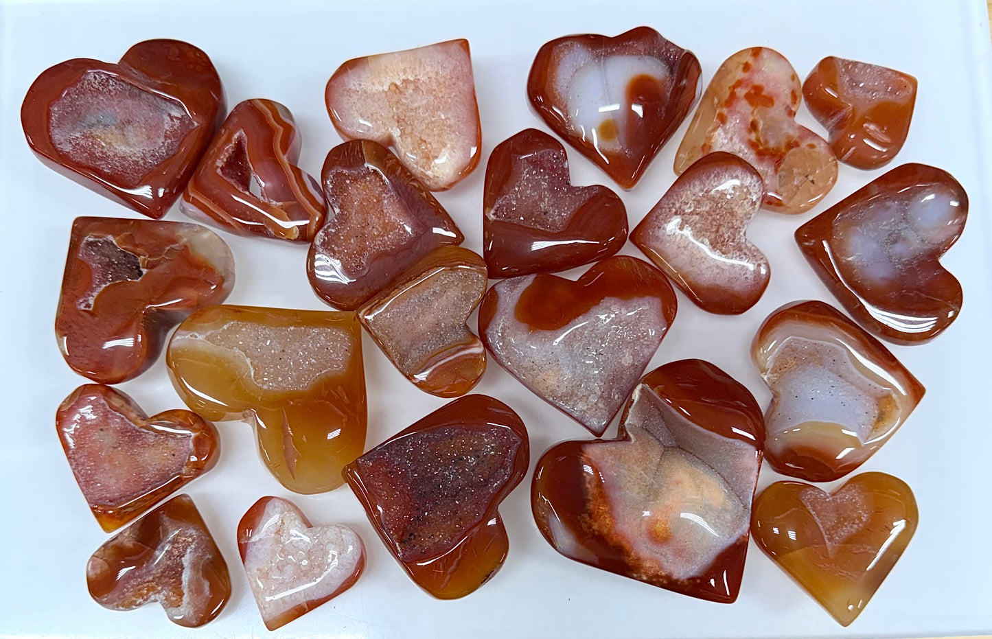 Wholesale 2 Lb Lot Natural Druzy Carnelian Heart Crystal Energy