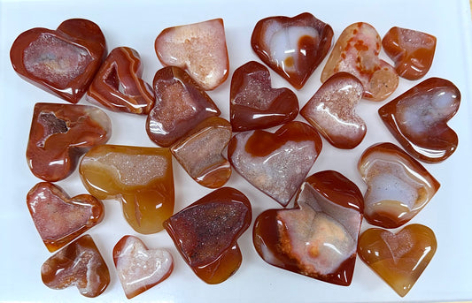 Wholesale 2 Lb Lot Natural Druzy Carnelian Heart Crystal Energy