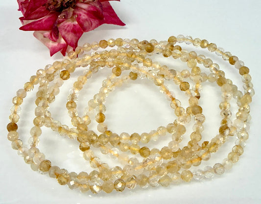 6 PCs 4mm Citrine Faceted Bracelet 7.5”