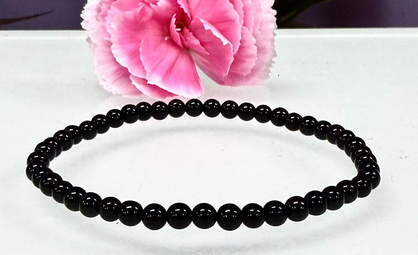Wholesale 6 Pcs Natural Black Onyx 4mm 7.5” Crystal Healing Stretch Bracelet