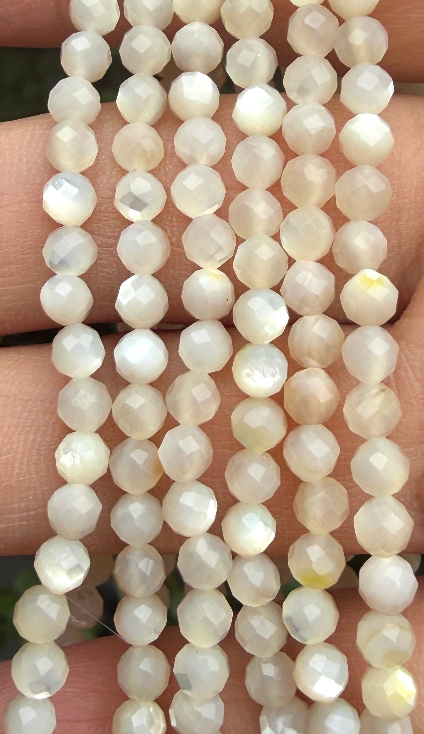 Wholesale 6 Pcs 4mm Faceted Mother of Pearl Stretch Bracelet 7.5"