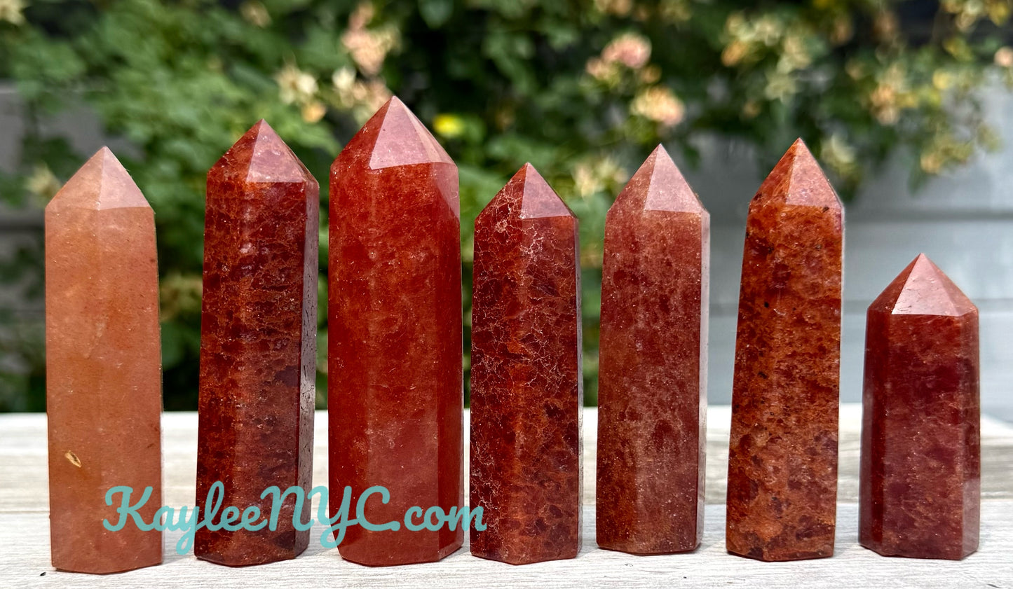 Wholesale Lot 1 lb Natural Strawberry Quartz Obelisk Tower Point Crystal Healing Energy