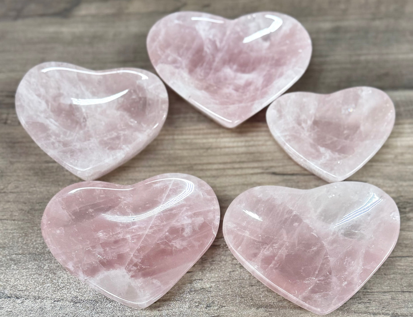 Wholesale Lot 5 pcs Natural Rose Quartz Heart Bowls Crystal Healing Energy