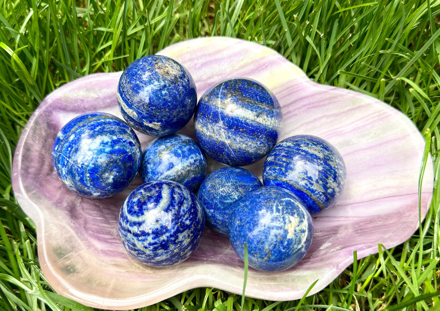 Wholesale Lot 8 Pcs Natural Lapis Lazuli Sphere Crystal Ball 1.9-2lbs Healing energy