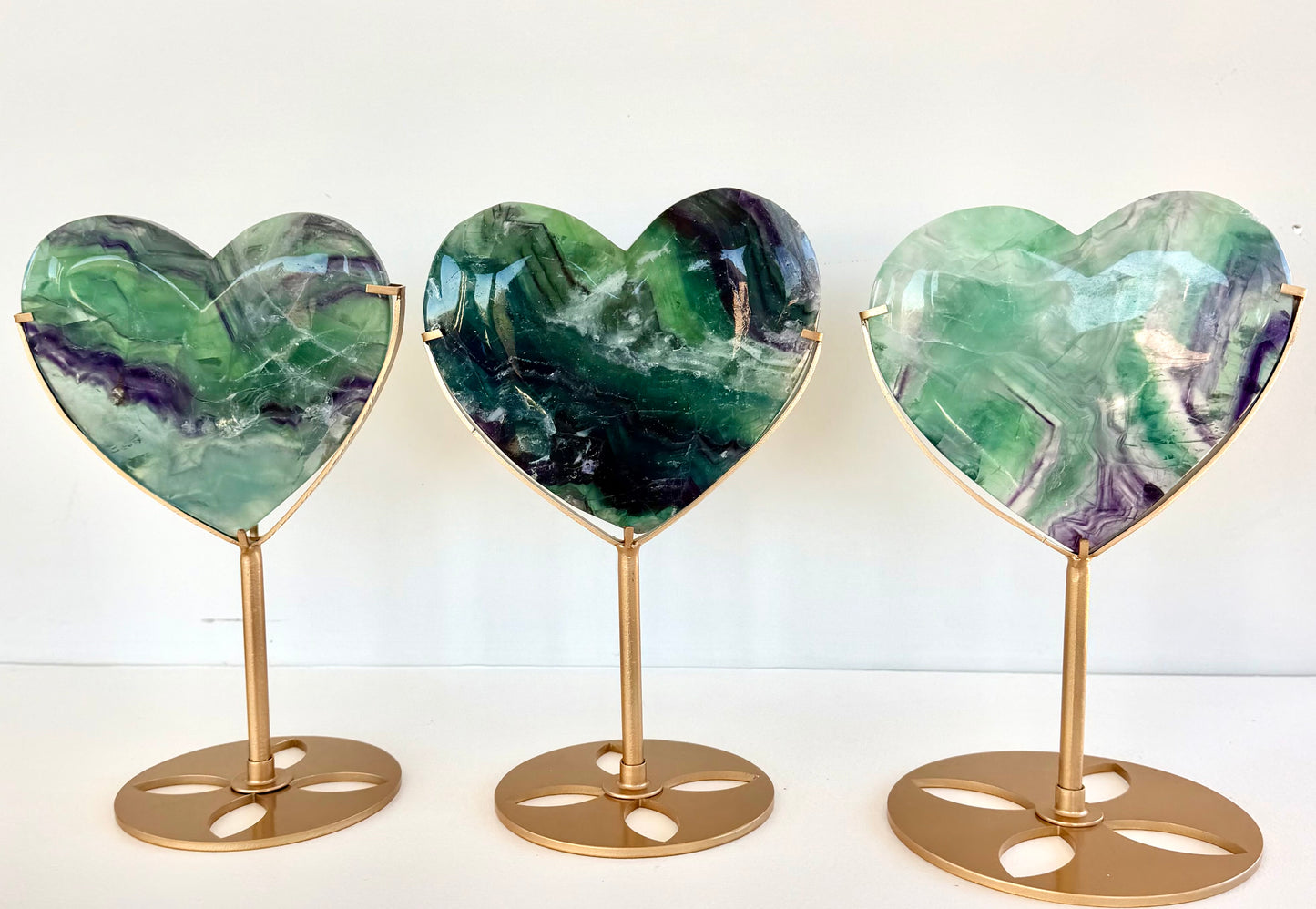 Wholesale Lot 3-4PCs Natural Rainbow Fluorite Heart w/stand Healing Energy