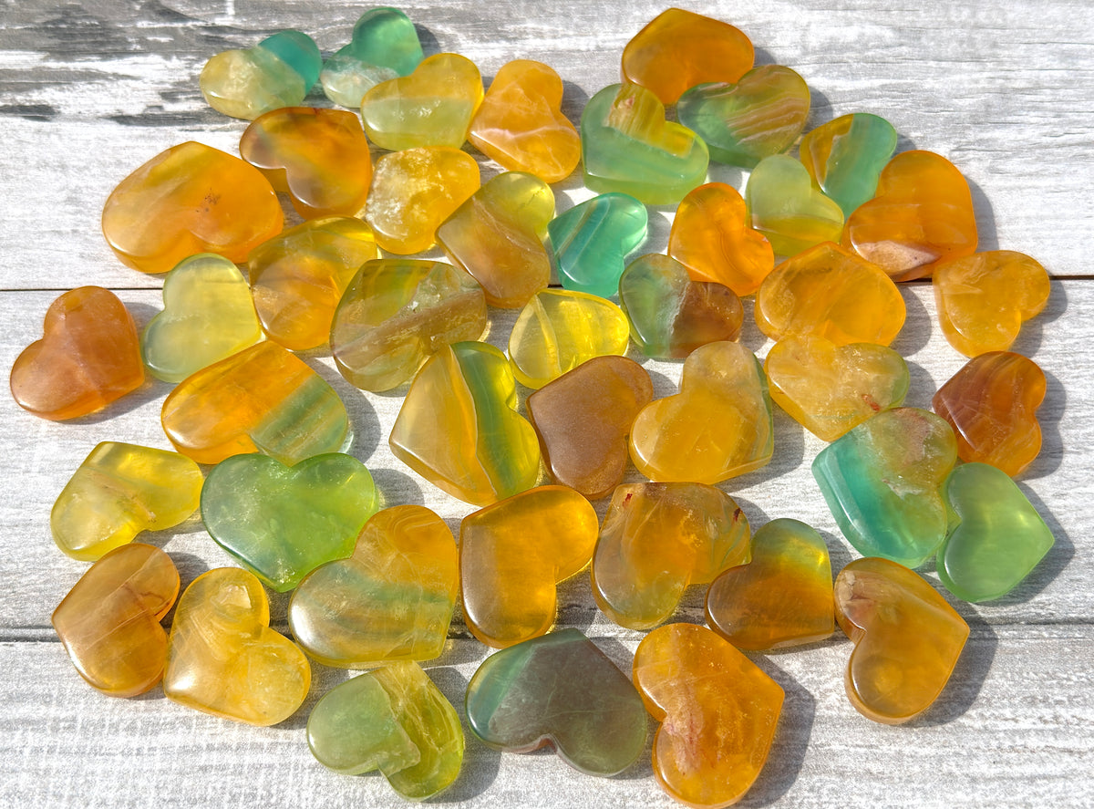 Wholesale 2 lbs Lot Natural Candy Fluorite Heart Crystal Energy