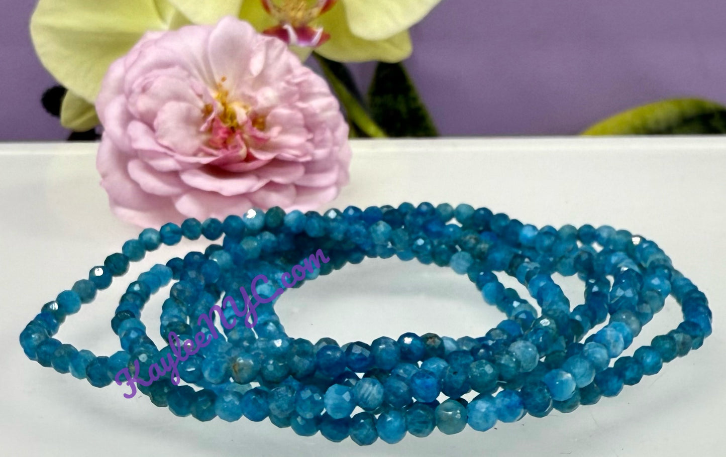 Wholesale Lot 6 Pcs Natural Faceted Apatite 4mm 7.5” Crystal Healing Stretch Bracelet