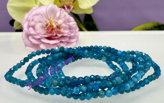 Wholesale Lot 6 Pcs Natural Faceted Apatite 4mm 7.5” Crystal Healing Stretch Bracelet