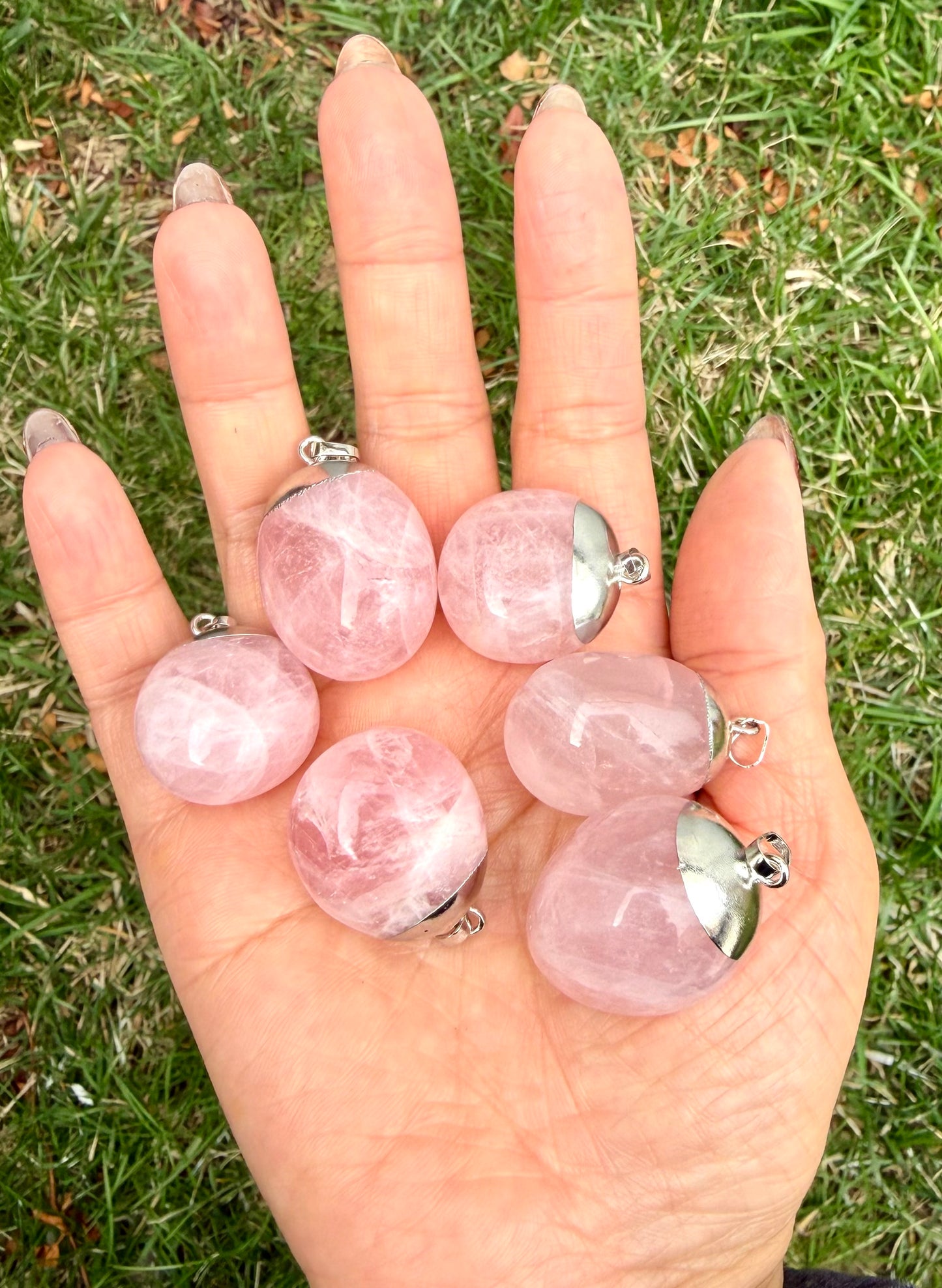 Wholesale Lot 6 Pcs Natural Rose Quartz Pendant
