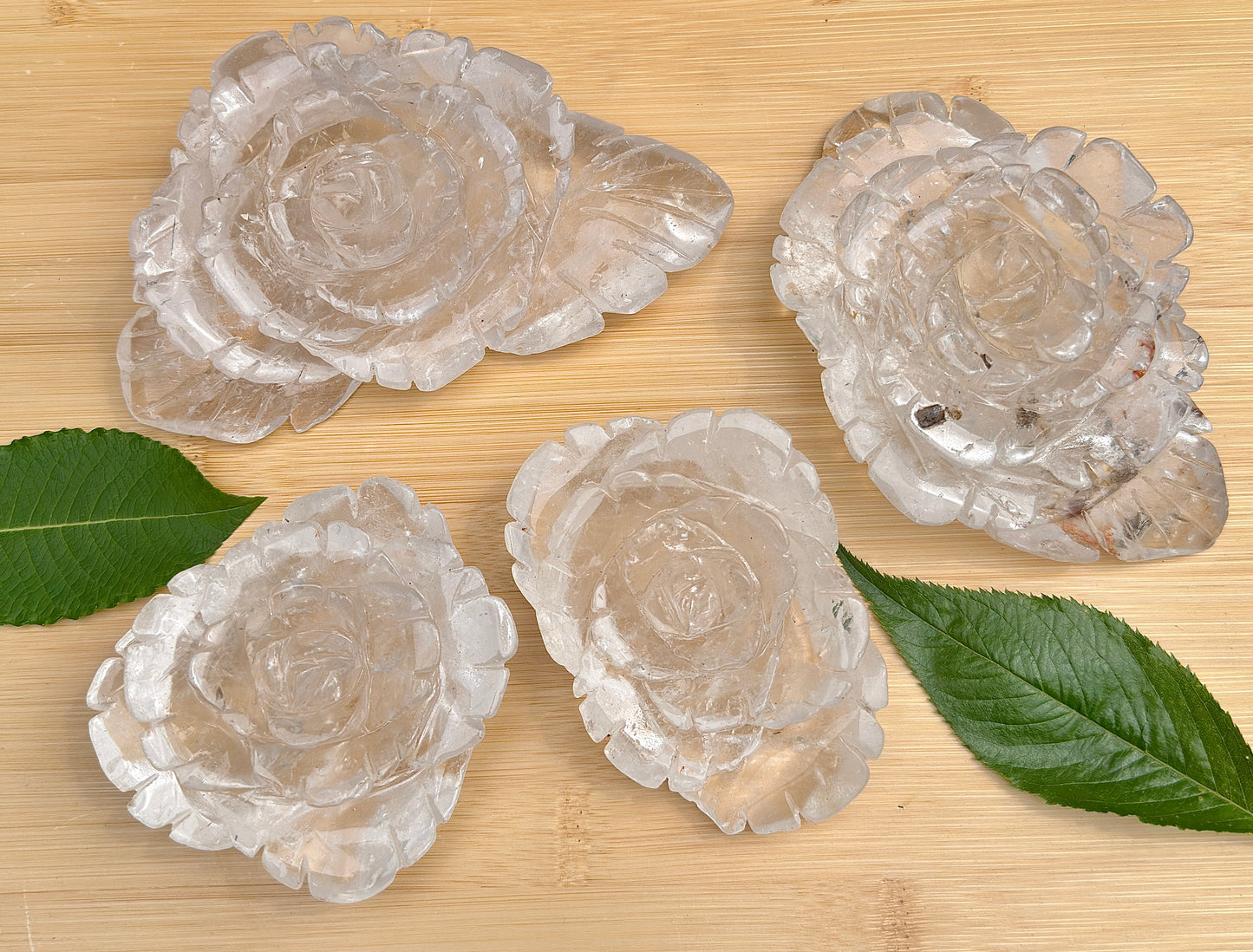 4-5 pcs Natural Clear Quartz Rose Carving Crystals Healing Energy