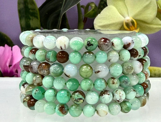 6 PCs 6mm Chrysoprase Stretch Bracelet Natural Crystal Healing 7.5”