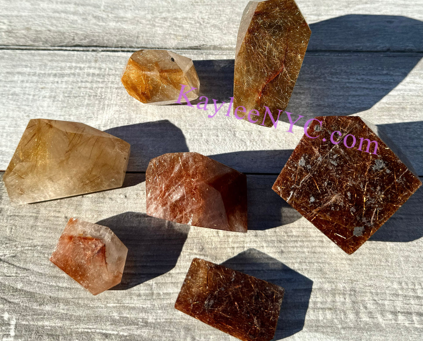 Wholesale Lot 2 lbs Natural Copper Gold Rutilated Quartz Crystal Polished Freeform Healing Energy