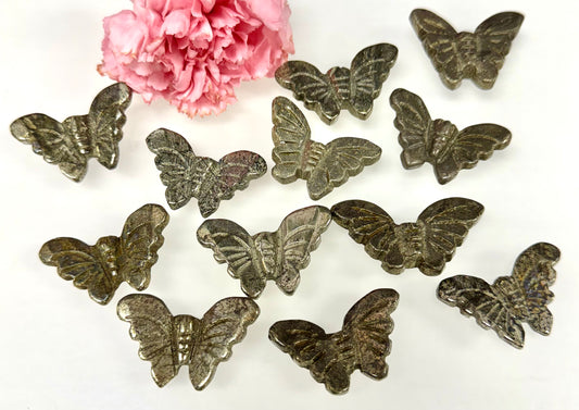 12 PCs Pyrite Butterfly Carving Natural Crystal Healing Energy