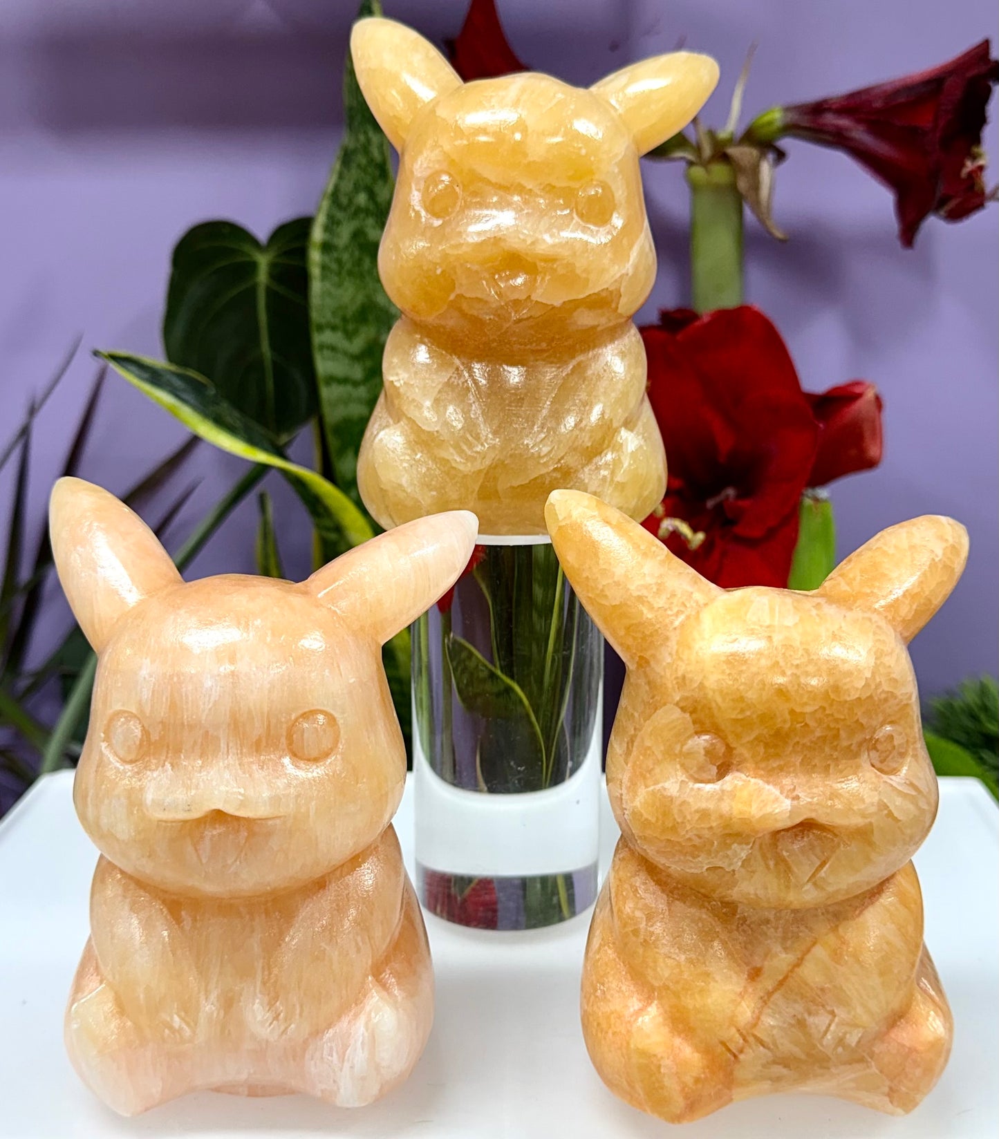 3 PCs Natural Orange Calcite Pikachu Crystal Healing Energy