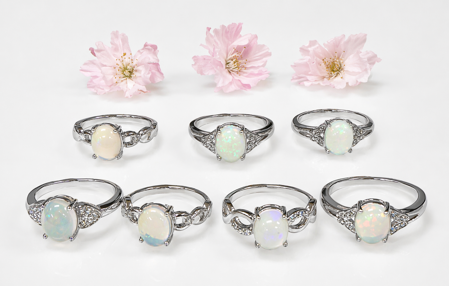 Wholesale Lot 7 pcs Natural Opal Stainless Steel Ring 7x9mm