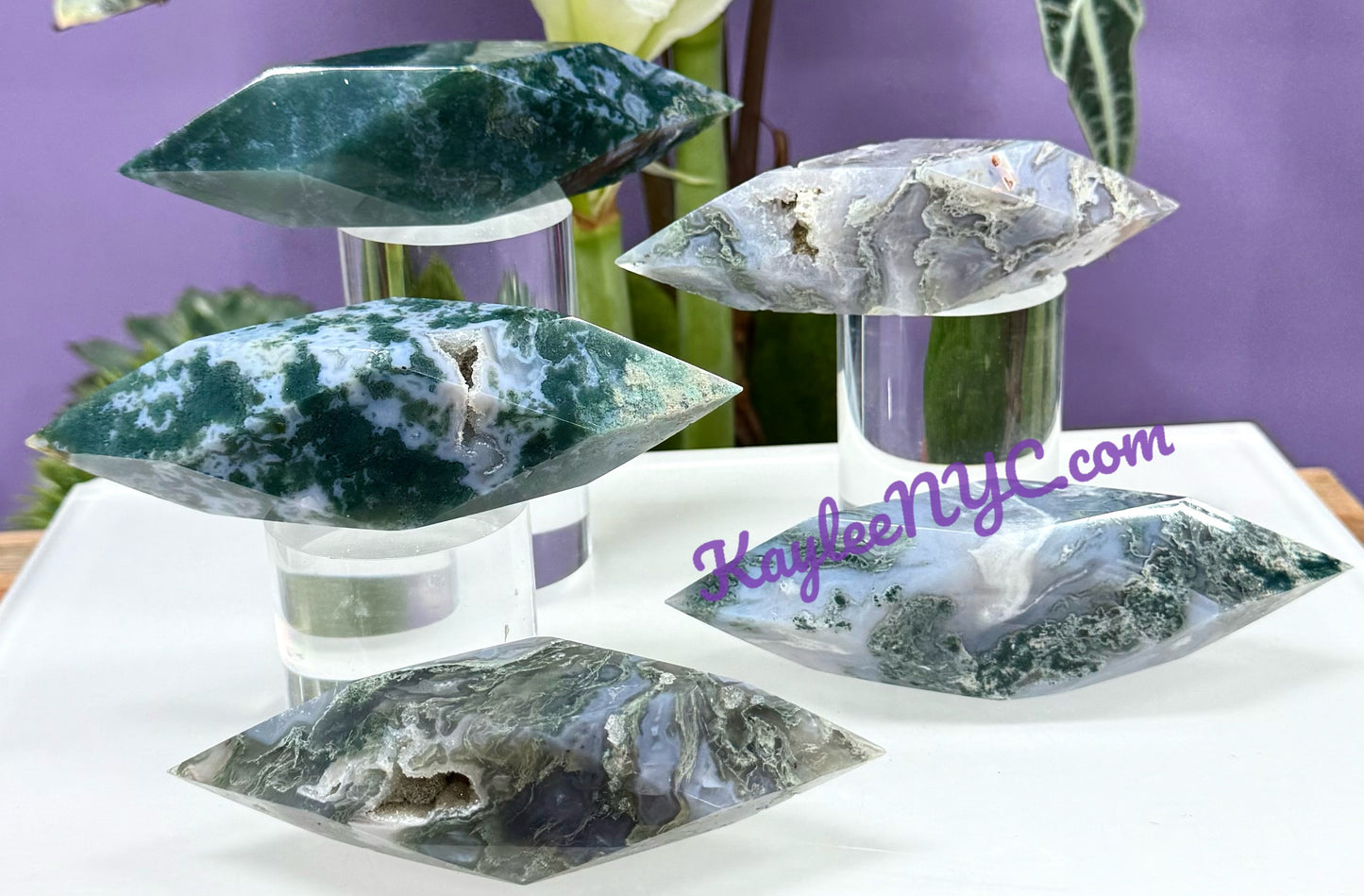 Wholesale Lot 4-5 pcs Natural Moss Agate Prism Crystal Healing Quality