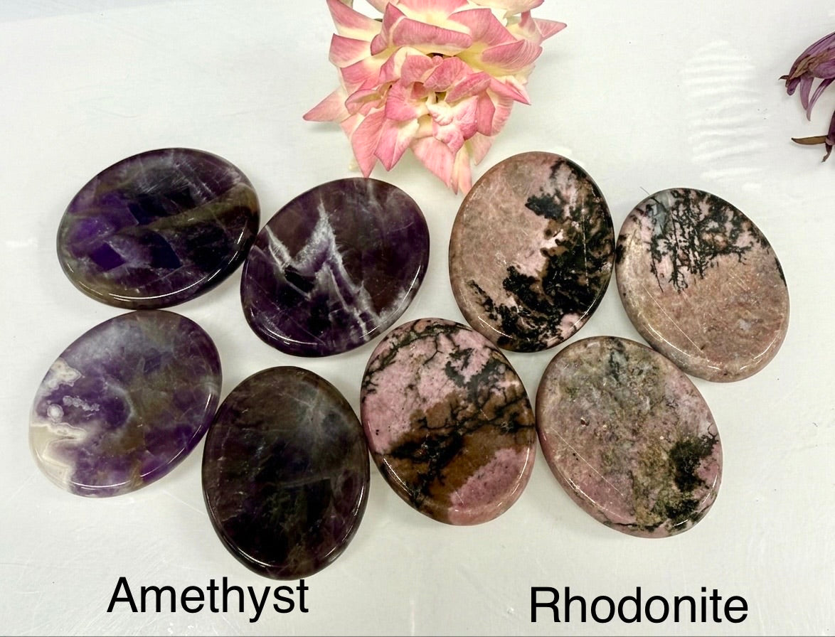 9 PCs Natural Mixed Crystal Worry Stone Healing Energy