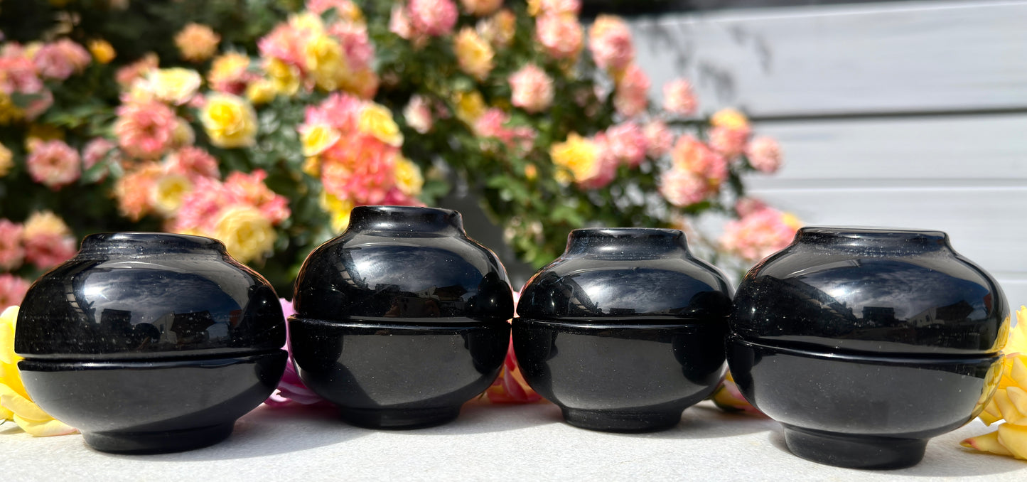Wholesale Lot 6-8 pcs Natural Black Obsidian Bowl Crystal Healing Energy