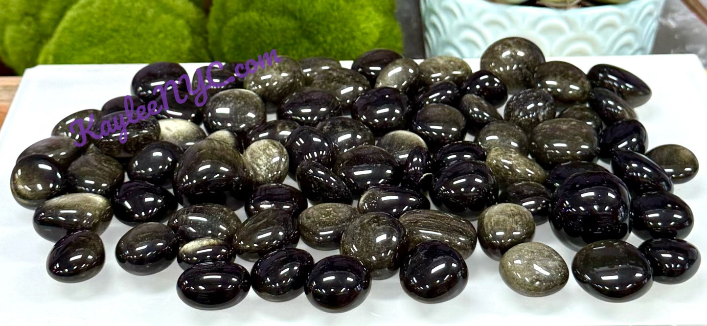 2 lbs Natural Gold Sheen Obsidian Tumble Crystal Healing Energy