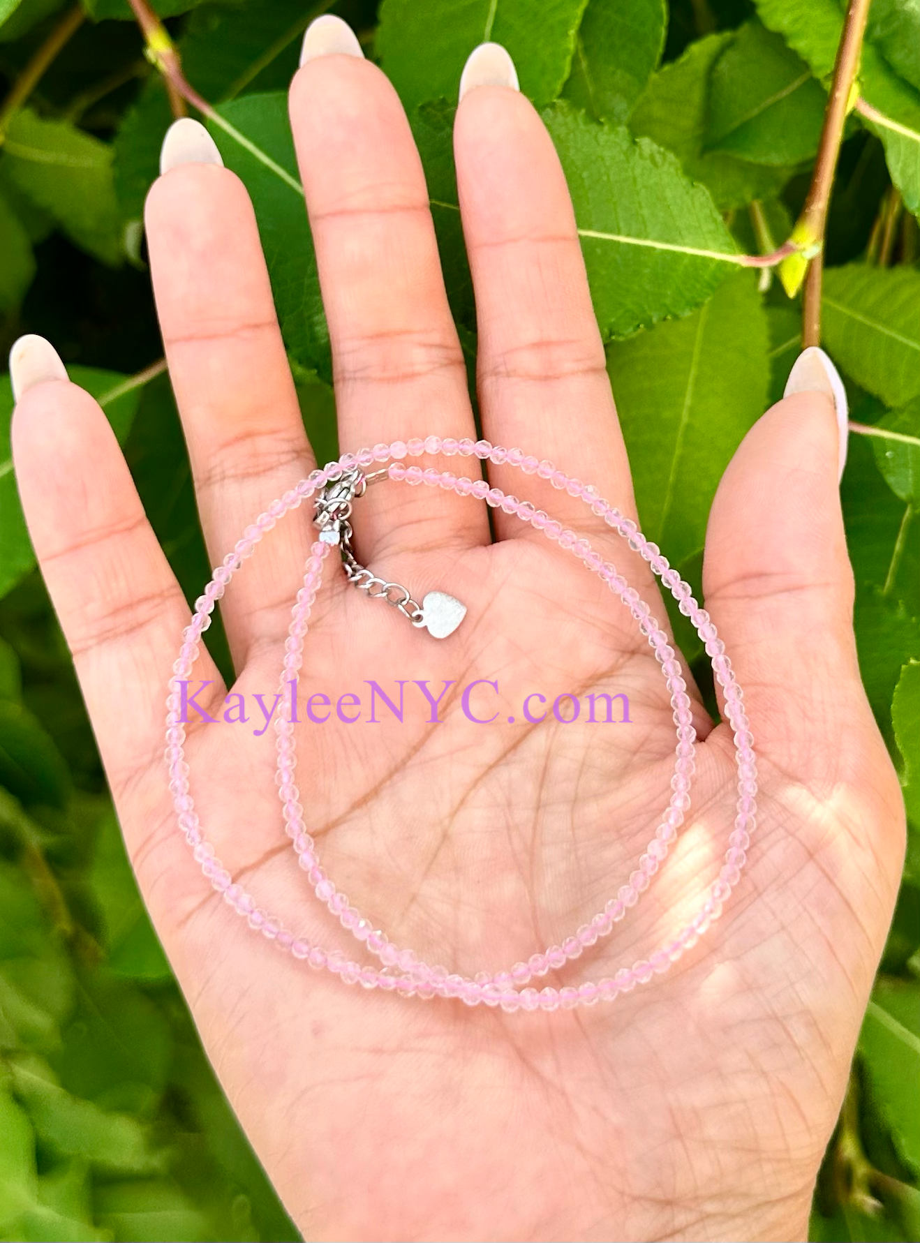 6 PCs 2mm Natural Rose Quartz Necklaces