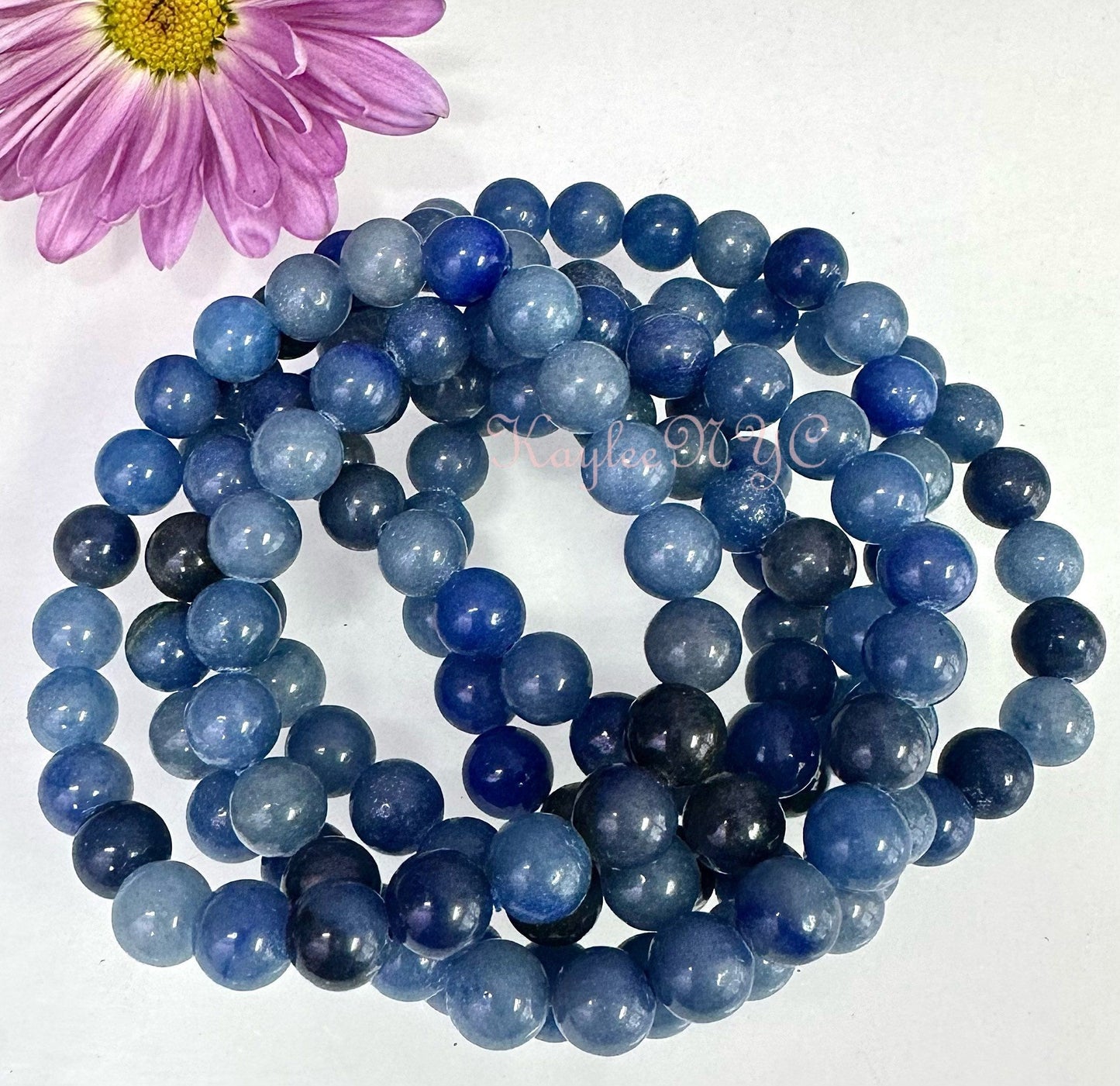 Wholesale 6 Pcs Natural Blue Aventurine 8mm 7.5”  Crystal Healing Stretch Bracelet