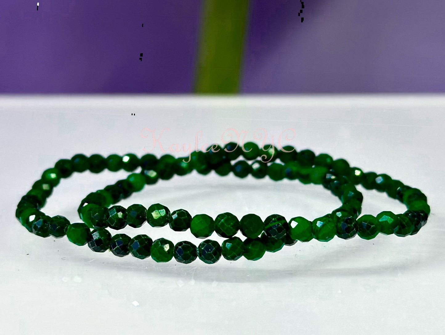 Wholesale Lot 6 Pcs Natural Malachite 4mm Faceted 7.5” Crystal Healing Stretch Bracelet