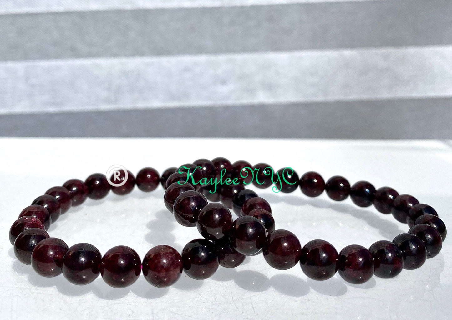 Wholesale 6 Pcs Natural Garnet 7-8mm 7.5” Crystal Healing Stretch Bracelet