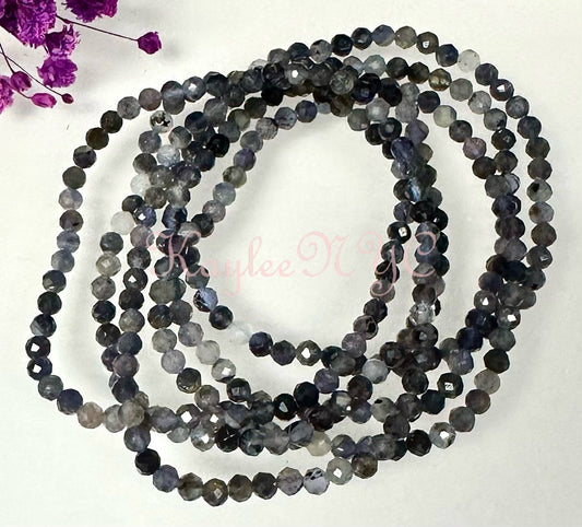 Wholesale Lot 6 Pcs Natural Iolite Faceted 4mm 7.5” Crystal Healing Stretch Bracelet