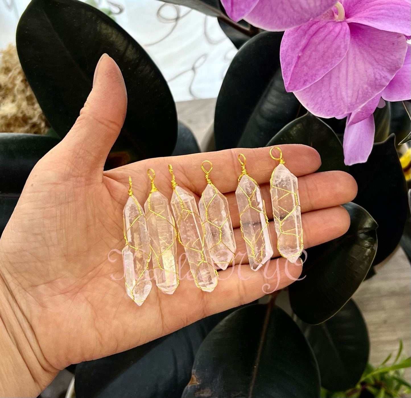 Wholesale Lot 6 Pcs Natural Lemurian Quartz Wrapped Pendant