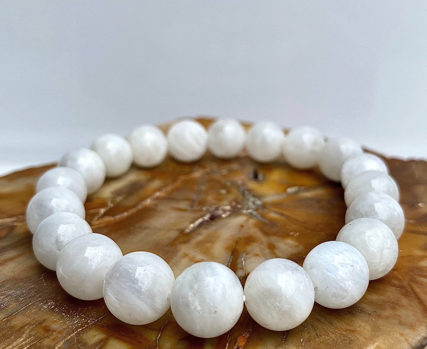 Wholesale Lot 6 Pcs Natural Moonstone 10mm 7.5" Natural Stretch Bracelet