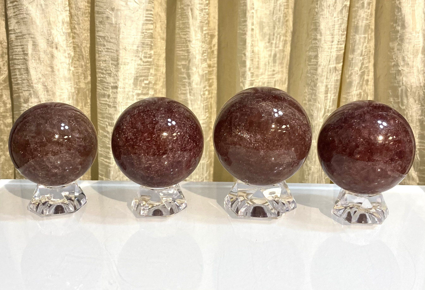 Wholesale Lot3 to 4 Pcs Natural Strawberry Quartz Spheres Crystal Ball 1.9-2 Lb