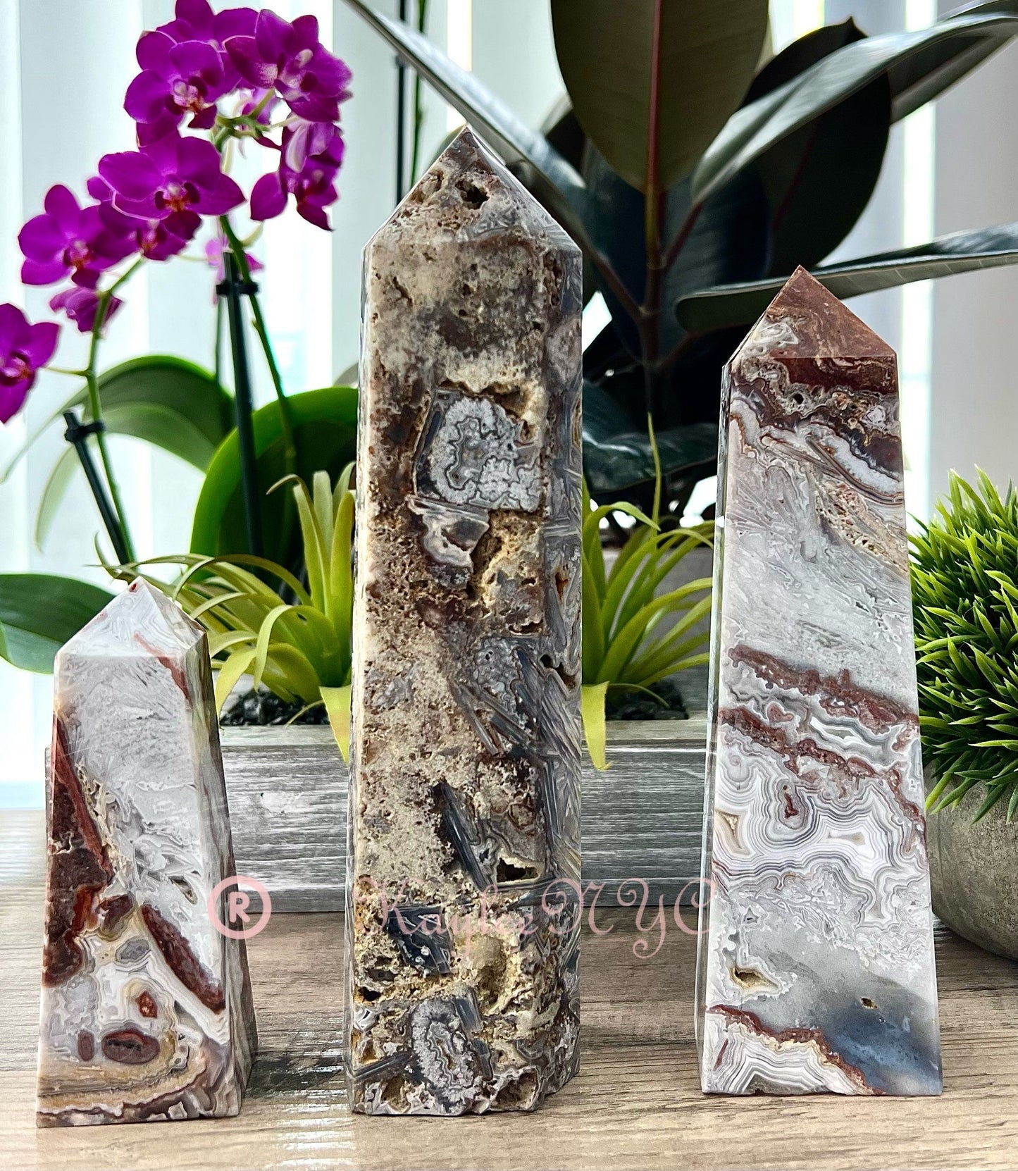 Wholesale Lot 3-4 PCs large Natural Mexican Red Crazy Lace Agate Obelisk Tower Point Crystal Healing