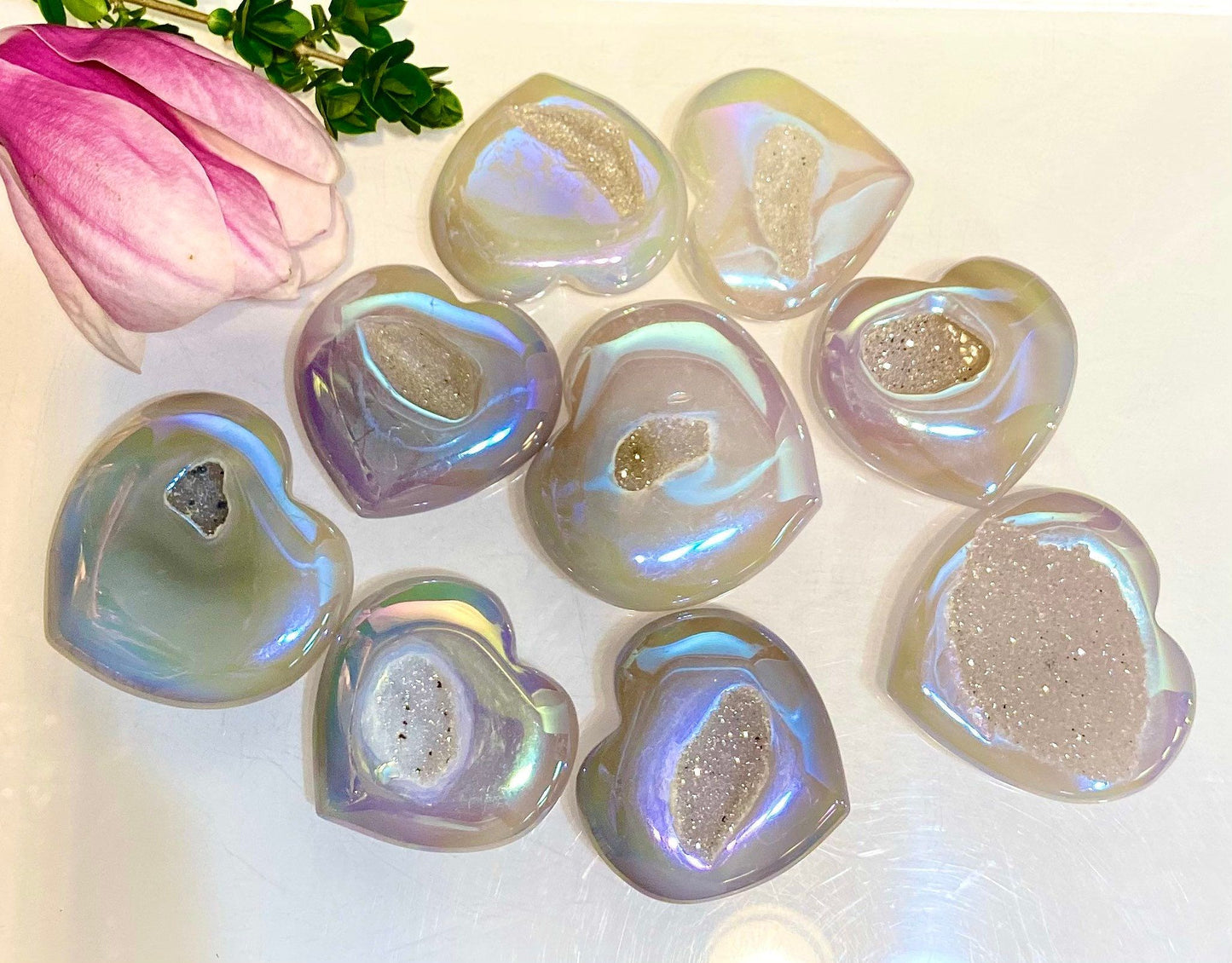 Wholesale Lot 1 lb Angel Aura Agate Heart Crystal Healing Energy