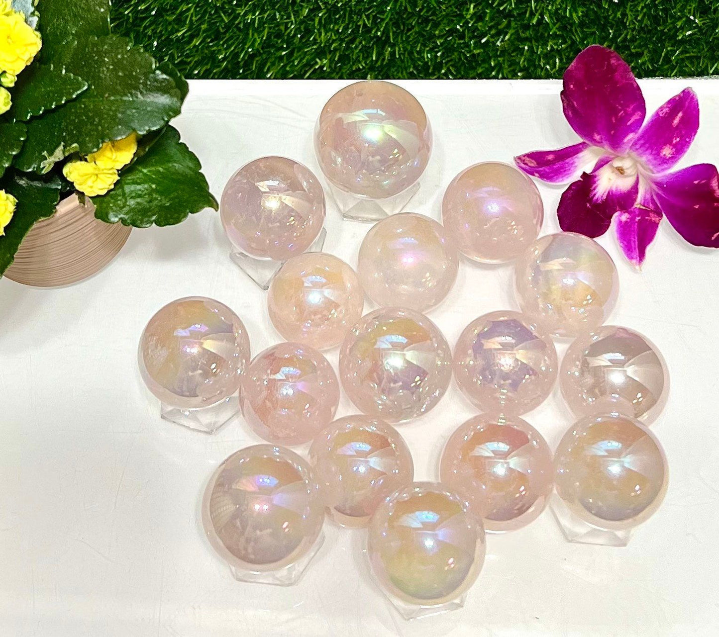 Wholesale Lot 2 Lb Angel Aura Rose Quartz Sphere Crystal Healing Energy