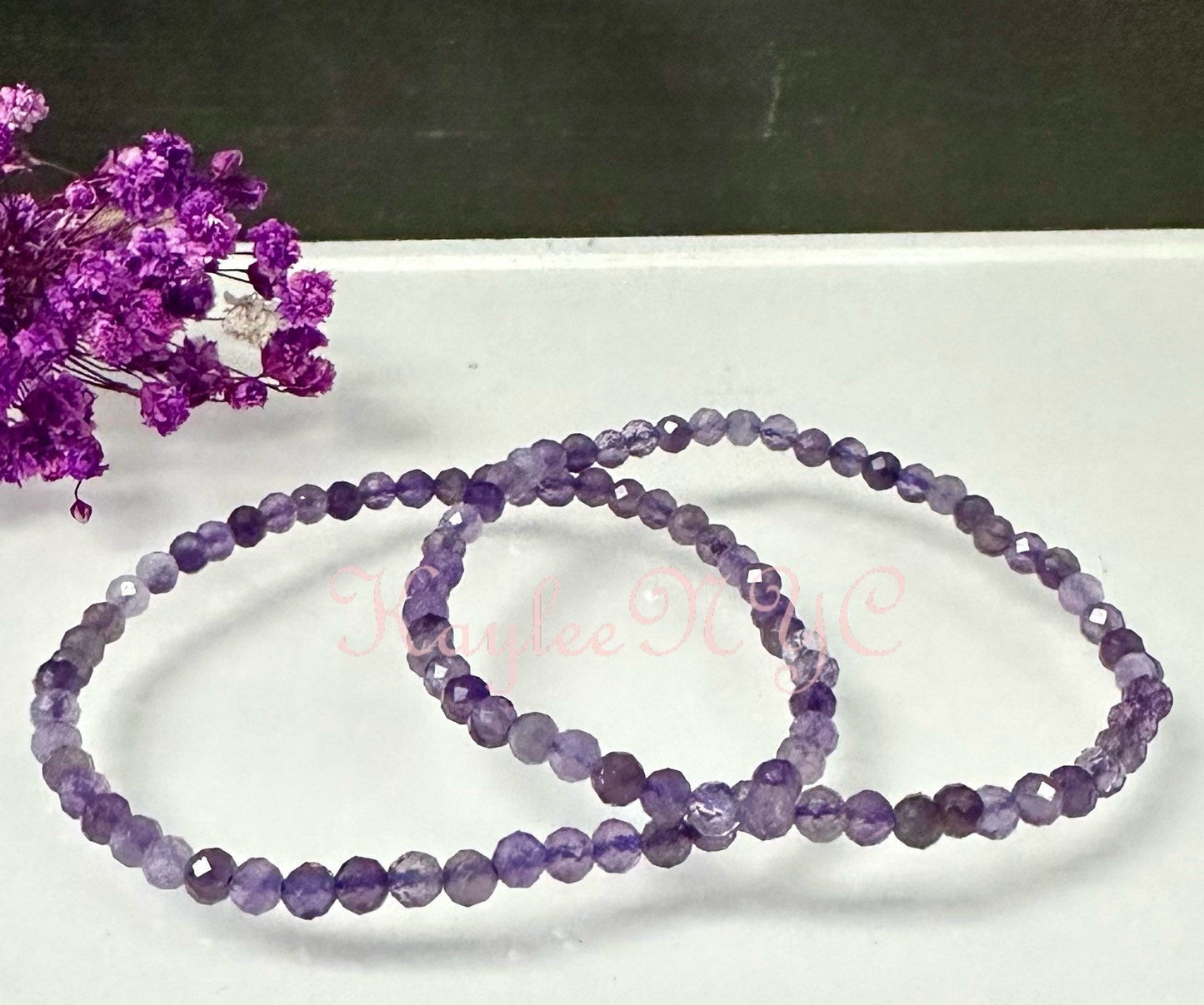 Wholesale Lot 6 Pcs Natural Amethyst 4mm Faceted 7.5” Crystal Healing Stretch Bracelet