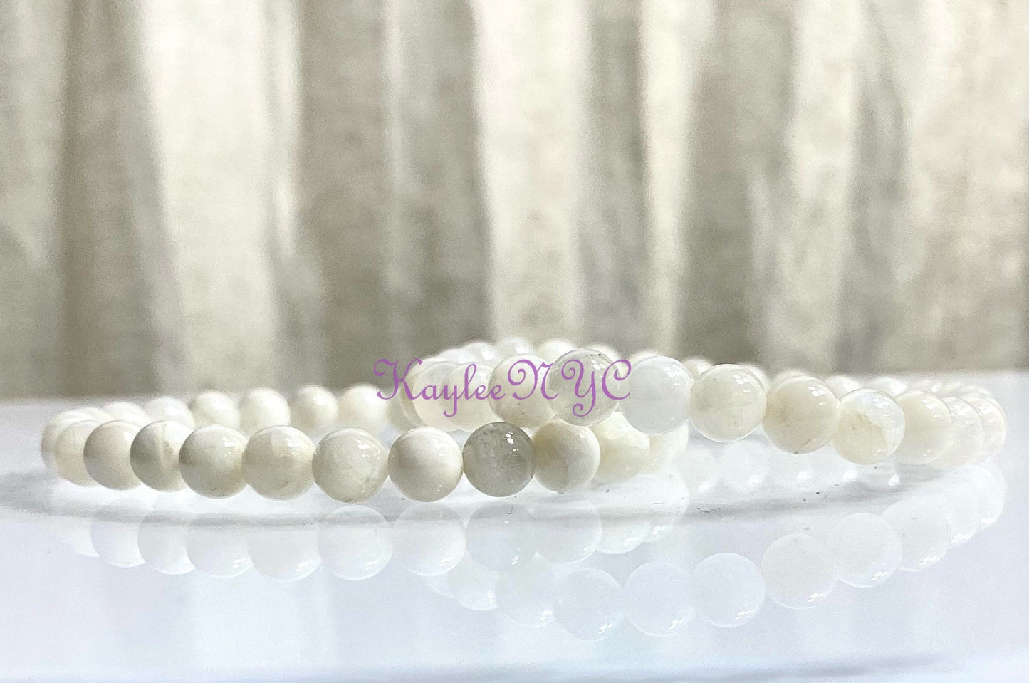 Wholesale 6 Pcs Natural Moonstone 6mm 7.5” Crystal Healing Stretch Bracelet