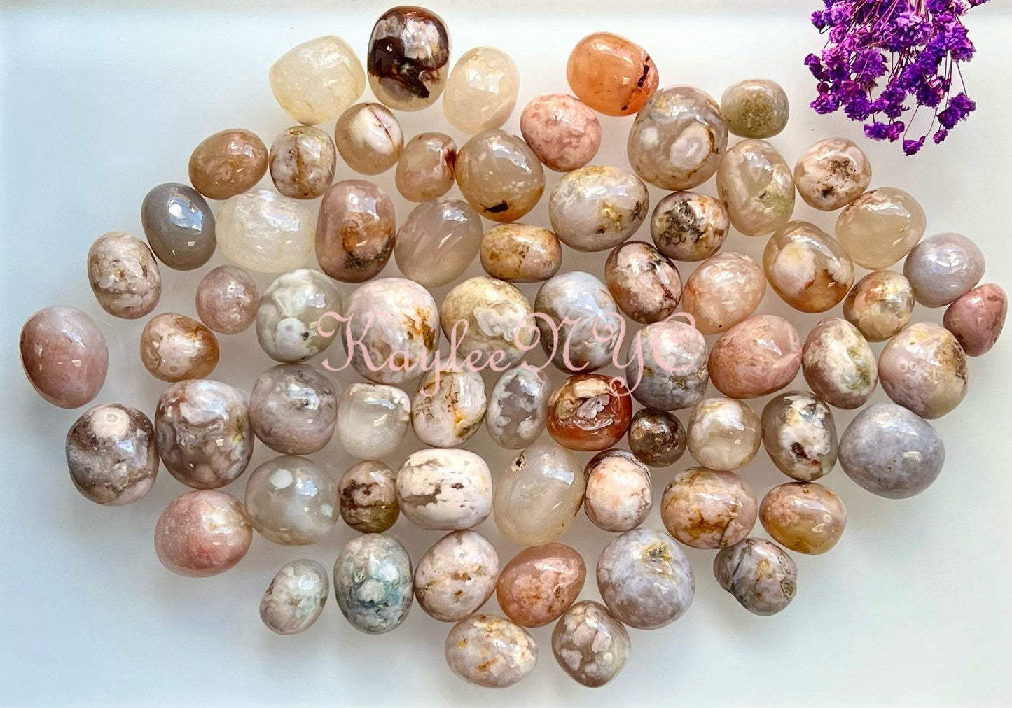 Wholesale Lot 2 Lbs Natural Flower Agate Tumble Healing Energy Nice Quality