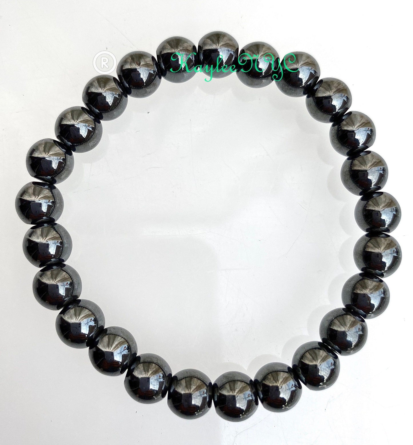 Wholesale Lot 6 Pcs Natural Hematite 8mm 7.5” Crystal Healing Stretch Bracelet