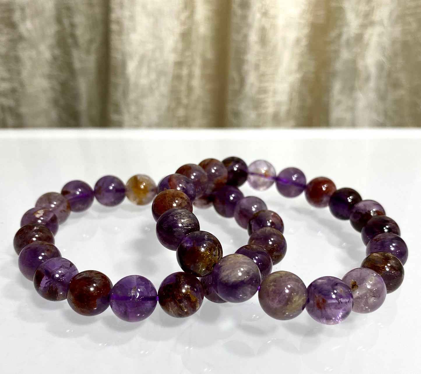 Wholesale 6 Pcs Natural Super Seven 10mm 7.5” Crystal Healing Stretch Bracelet