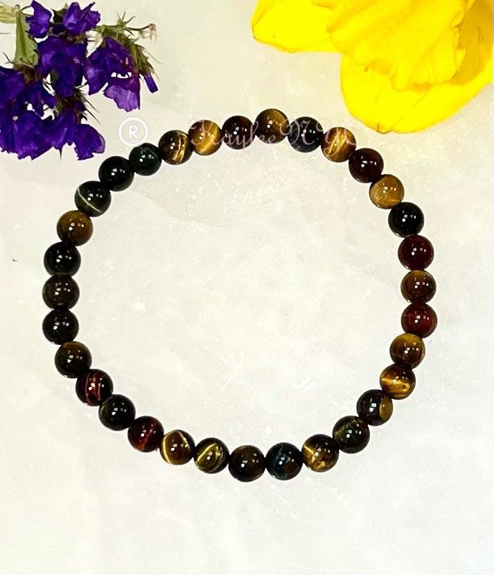 Wholesale Lot 6 Pcs Natural Mix Tiger Eye 6mm 7.5” Crystal Healing Stretch Bracelet