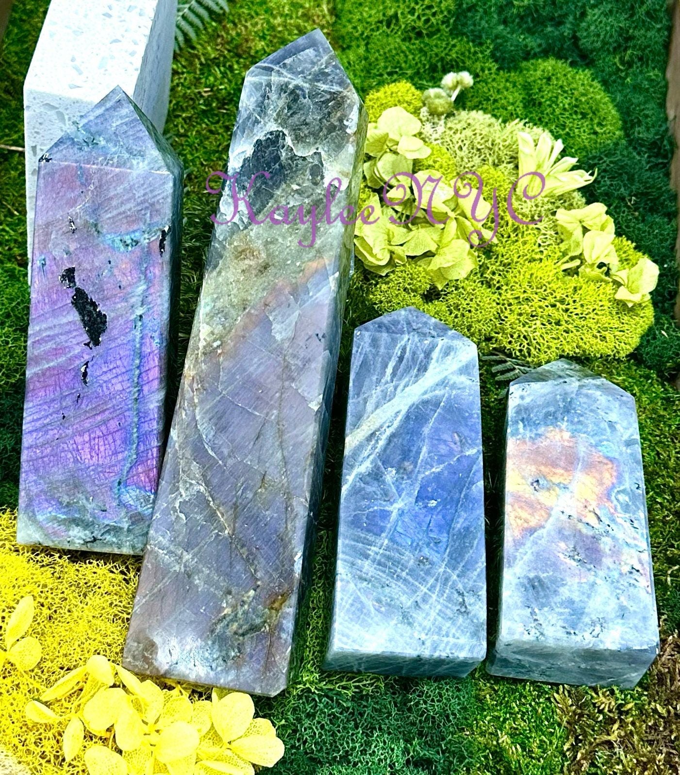 Wholesale Lot 4-5 pcs large Natural Sunset Labradorite obelisk Tower Point Crystal Healing Energy 3.8-4lbs