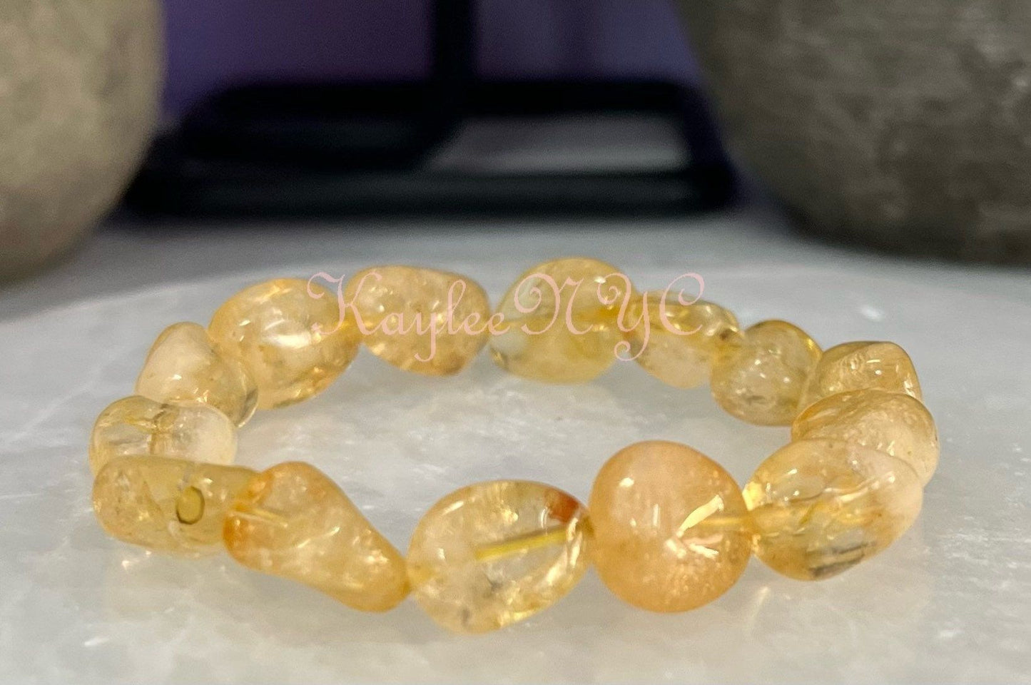 Wholesale 6 Pcs ~12mm 7.5” Citrine tumble Stretch Bracelet Crystal Healing Energy