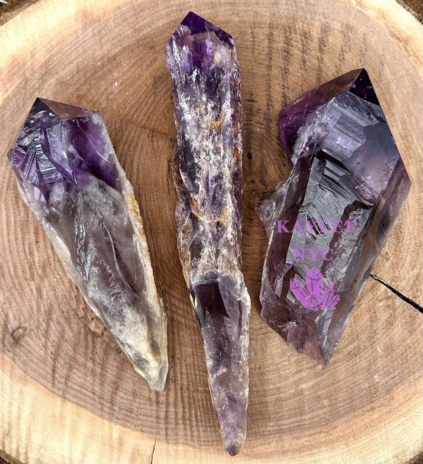 Wholesale Lot 3-4 Pcs Natural Bahia Amethyst Wand Dragon’s Teeth 2.8-3lbs