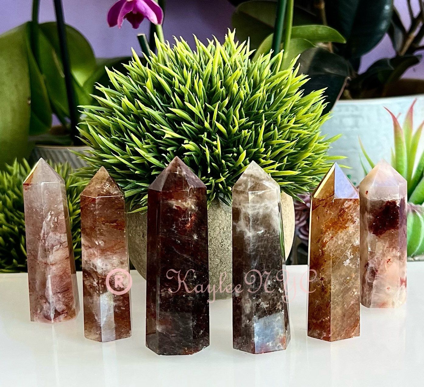 Wholesale Lot 1 Lb Natural Hematoid Fire Quartz Obelisk Tower Point Crystal Healing