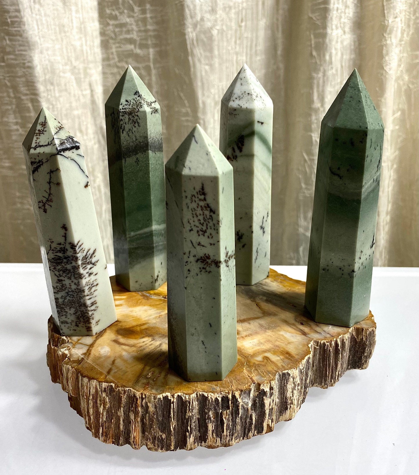 Wholesale Lot 1 Lb Natural Dendritic Jade Obelisk Tower Point Crystal Healing Energy