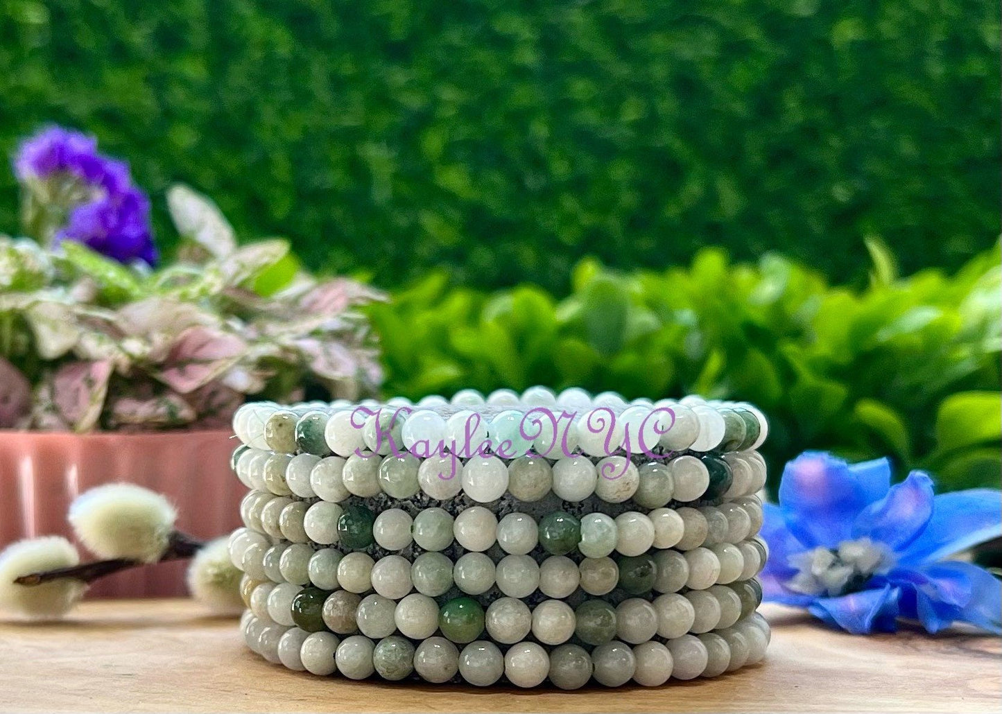 Wholesale Lot 6 Pcs Natural Jade 4mm 7.5” Crystal Healing Stretch Bracelet