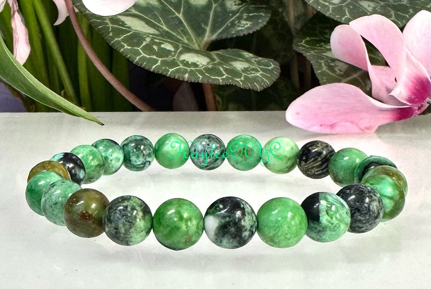 Wholesale Lot 6 Pcs Natural Variscite 8mm 7.5” Crystal Healing Stretch Bracelet